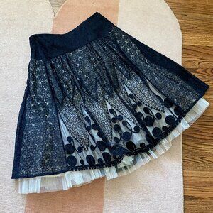 Anthropologie Viola Midnight Lace Tulle Skirt